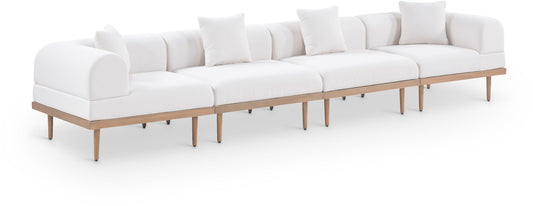 Laguna - 4 Piece Resilient Water Resistant Fabric 142" Upholstered Outdoor Patio Modular Sofa