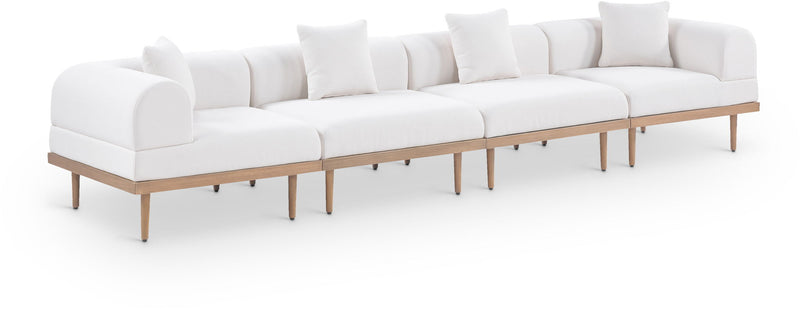 Laguna - 4 Piece Resilient Water Resistant Fabric 142" Upholstered Outdoor Patio Modular Sofa