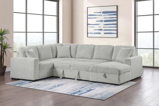Devonshire - Right Chaise With Storage & 1 Piece Pillow, Box 3 of 3 - Gray
