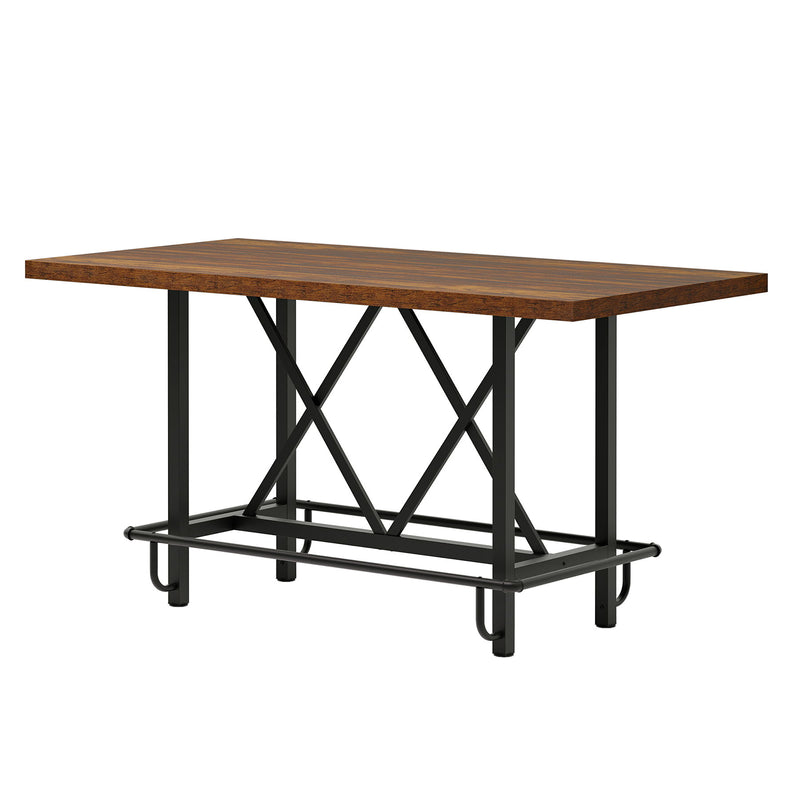 Counter Height Dining Rectangular Kitchen Table For 6 - Brown / Black