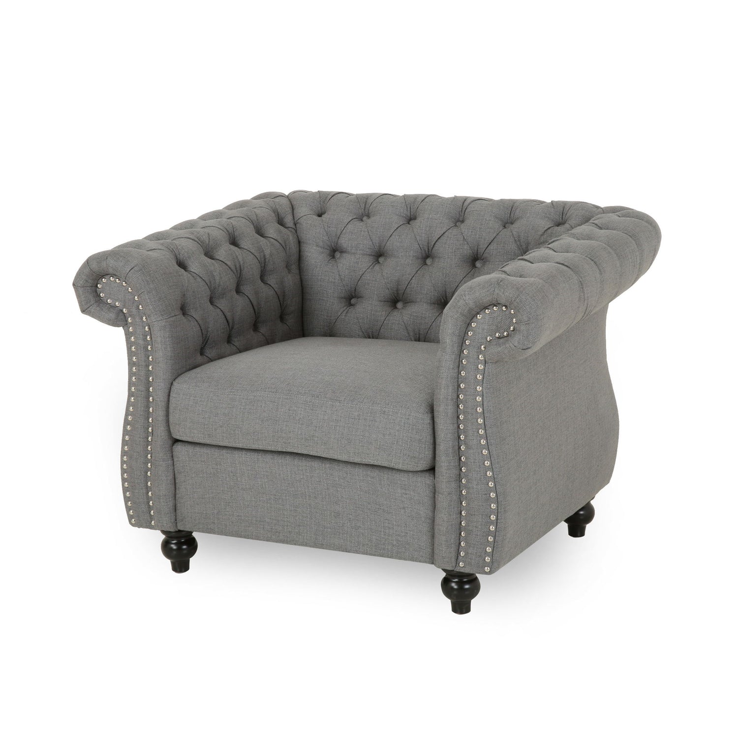 Nexuson - Upholstered Chesterfield Chair With Deep Tufted And Nailhead Trim
