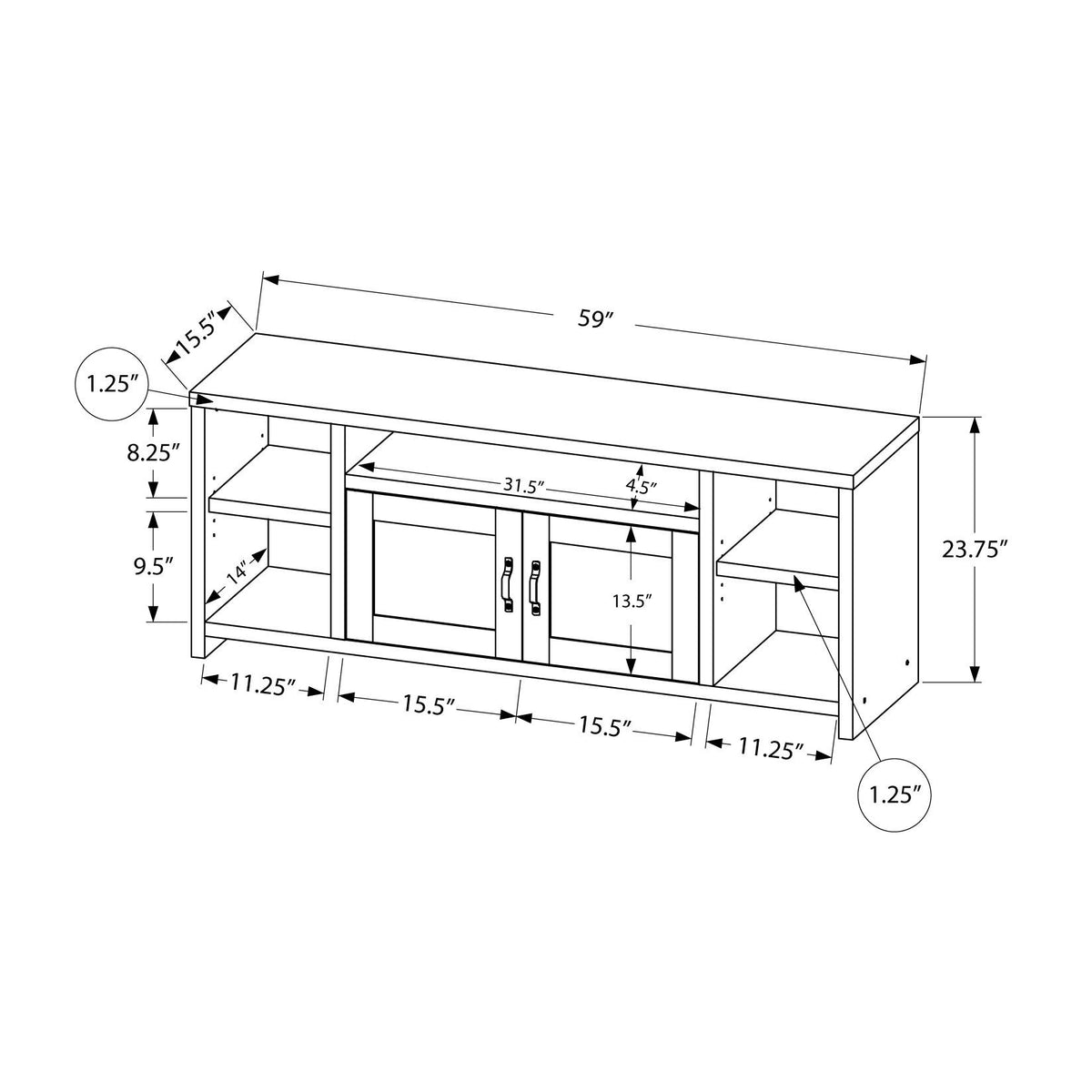 TV Stand Console Media Entertainment Center Storage Cabinet For Living Room
