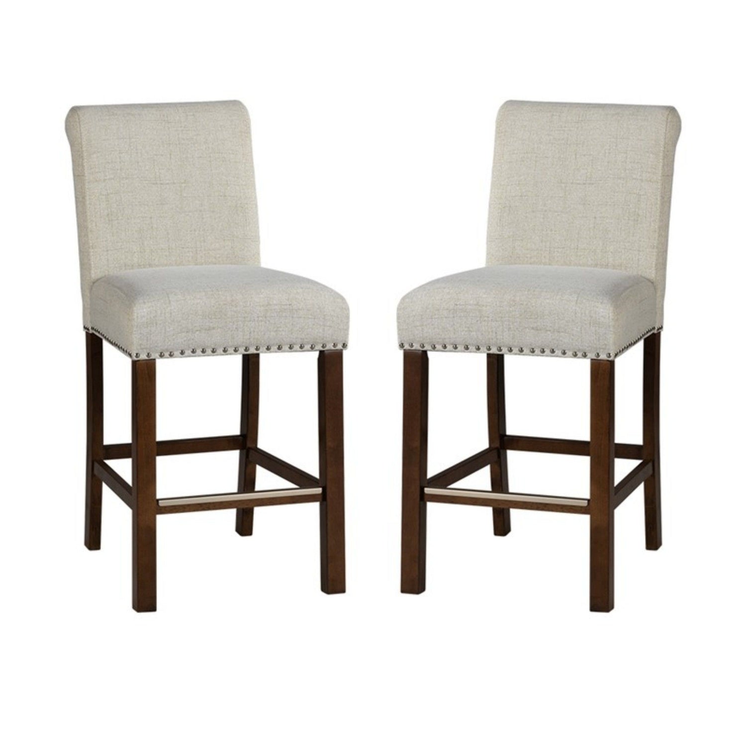 Upholstered Counter Stool With Nailhead Trim (Set of 2)
