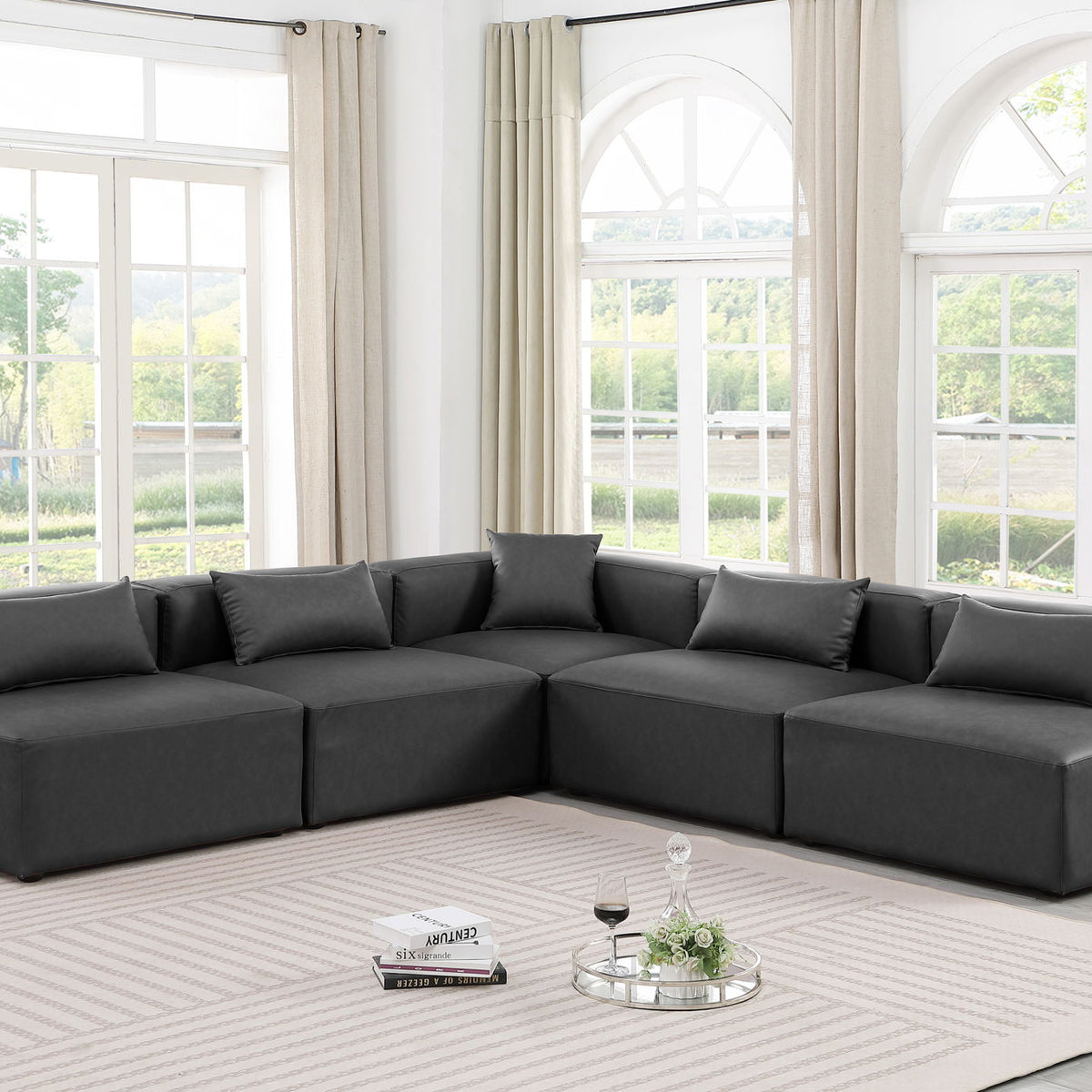 Cube - 5 Piece Modular Corner Armless Sectional