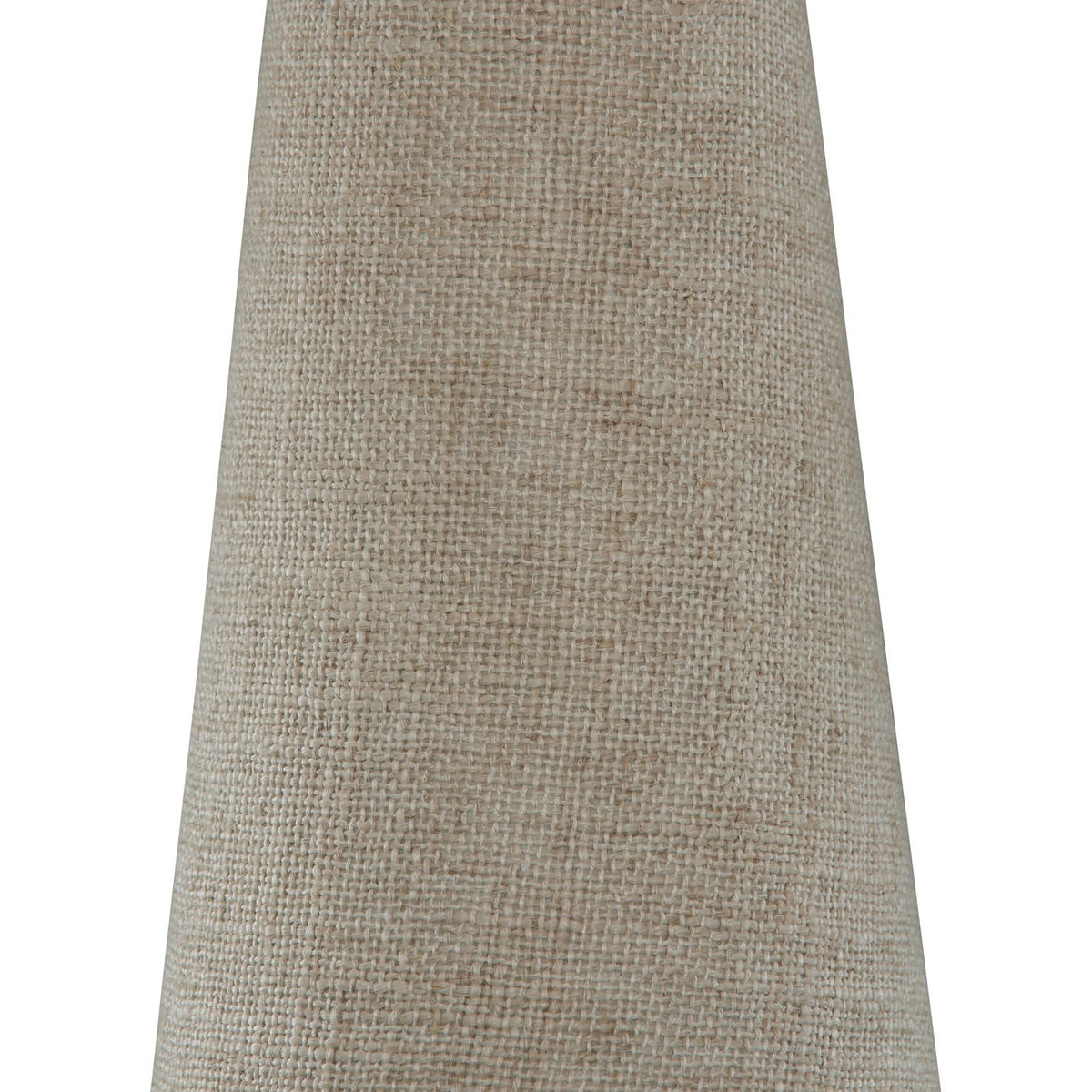 Beige fabric lampshade with fine woven texture, conical shape