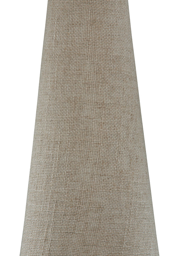 Beige fabric lampshade with fine woven texture, conical shape