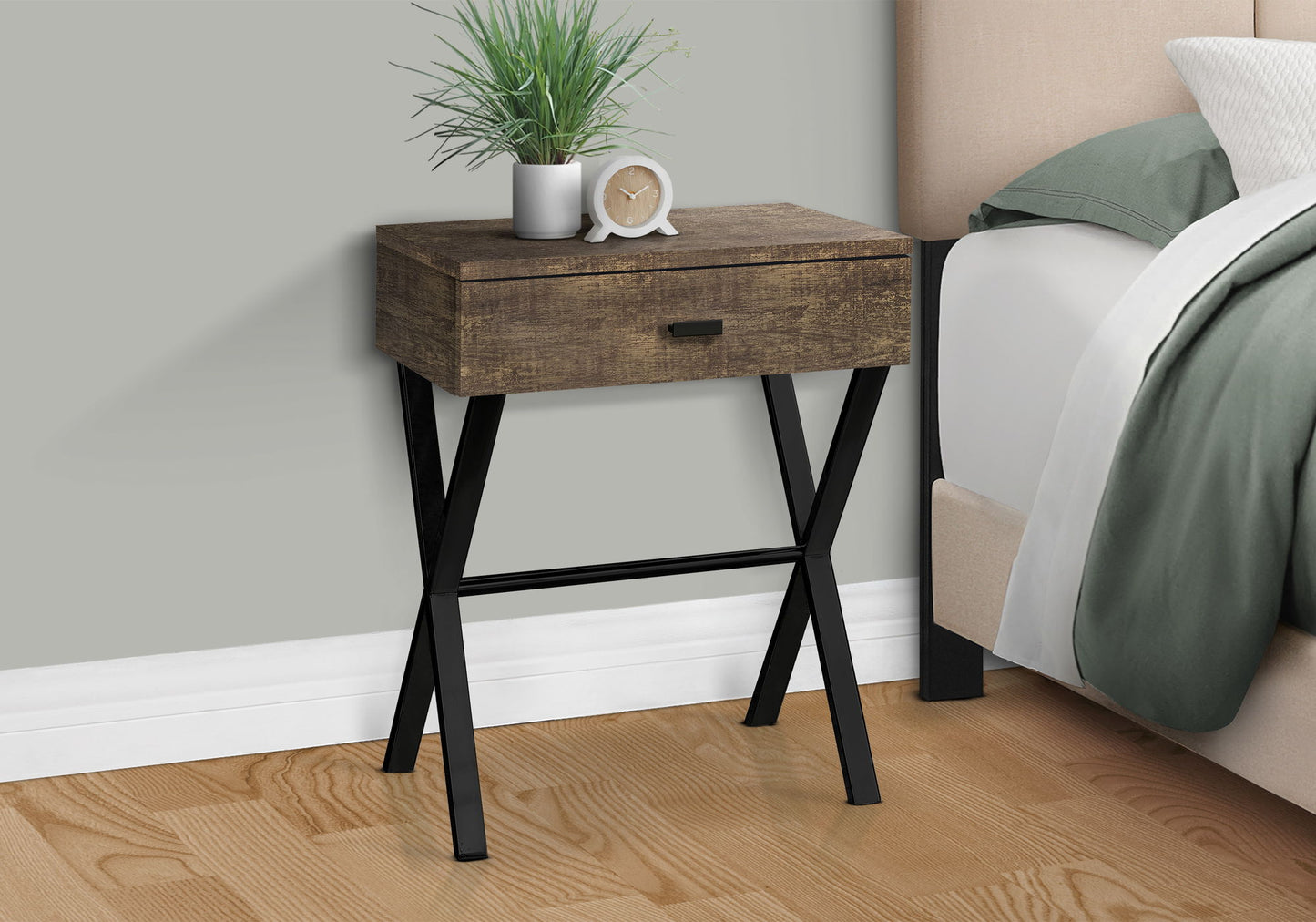 Accent Side X Table, Storage Drawer, Contemporary & Modern