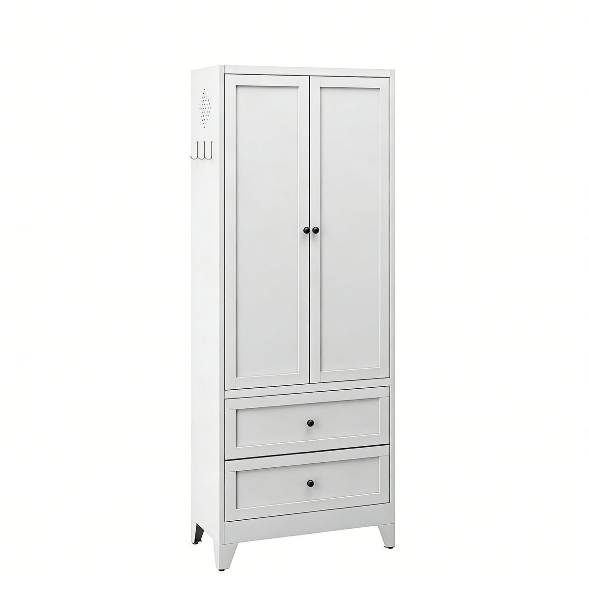 Pantry Cabinet With 2 Drawers, Adjustable Shelves, Freestanding Kitchen Storage Organizer - White