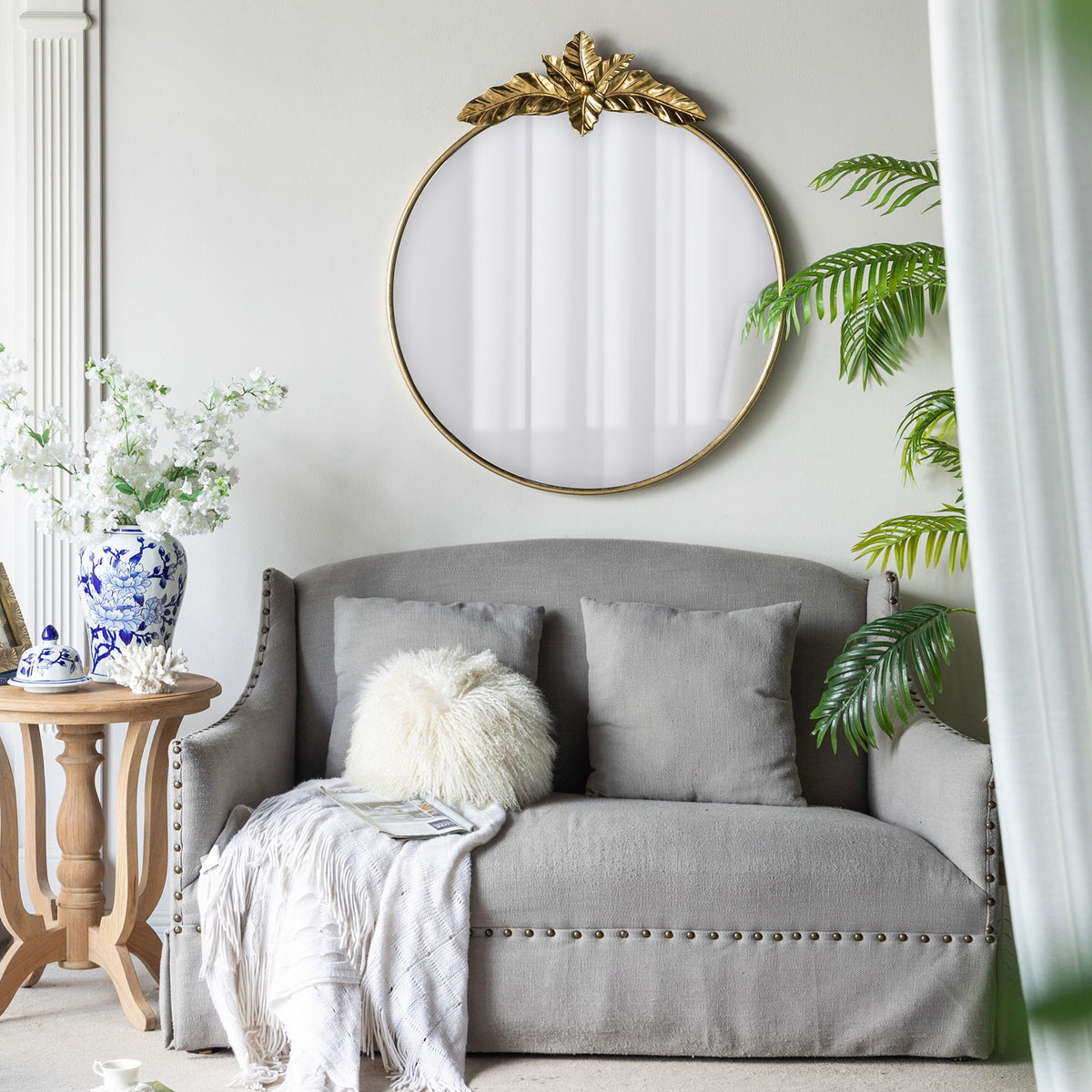 Large Round Wall Mirror With Metal Frame, Circle Accent Mirror For Living Room Bedroom Entryway - Gold