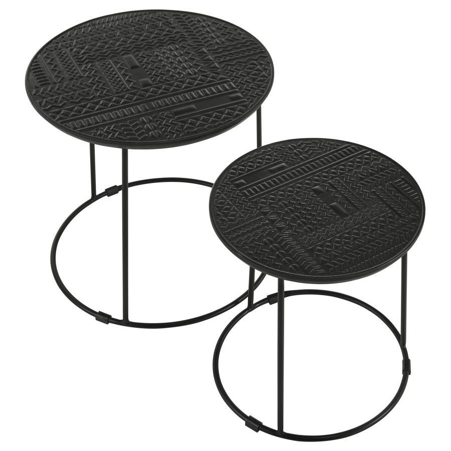 Loannis - 2 Piece Round Mango Wood Nesting Table - Matte Black