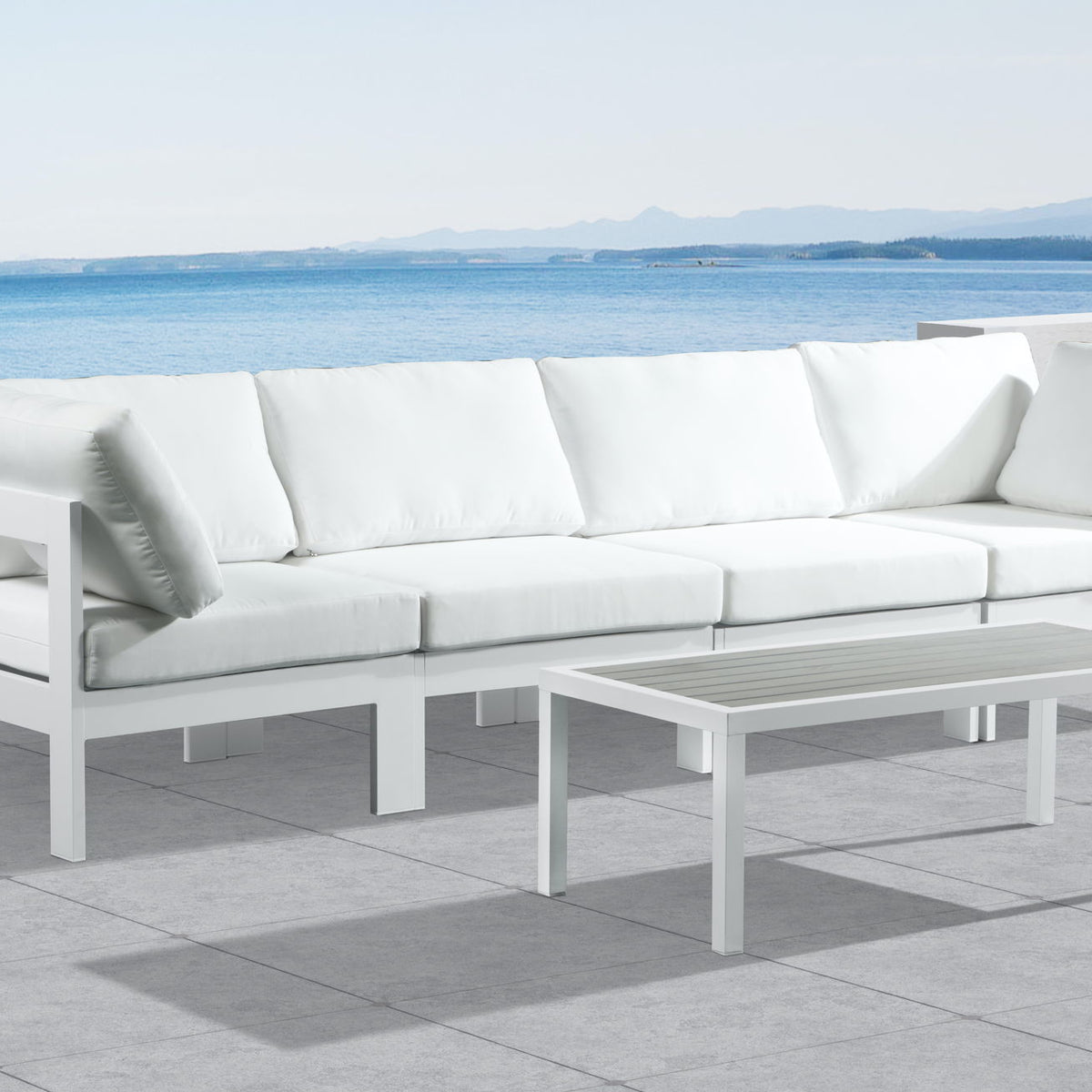 Nizuc - Outdoor Patio 4 Seat Modular Sofa With White Frame