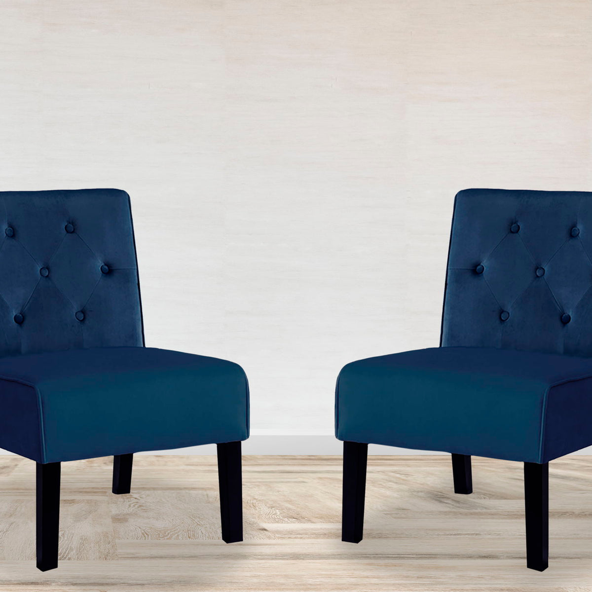 Reese - Living Room Armless Button Tufted Pattern Accent Chair (Set of 2)