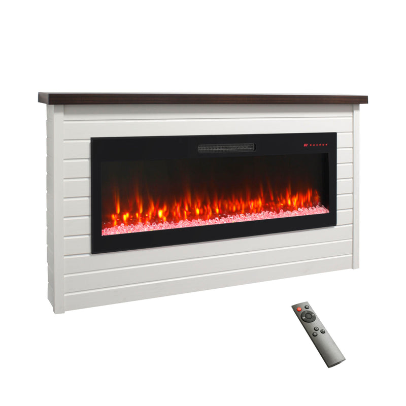 65' Electric Fireplace with Wall Mantel for Living Room or Bedroom,50' Fireplace Insert Heater, Multicolored Flame, Remote Control, Timer