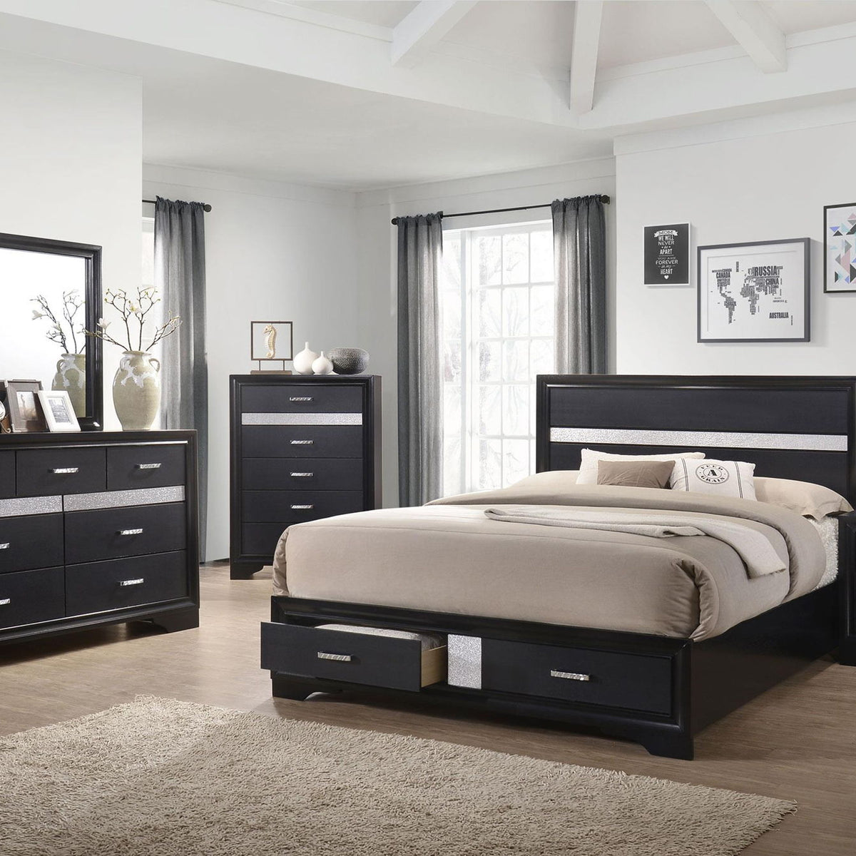 Miranda 5-piece California King Bedroom Set Black