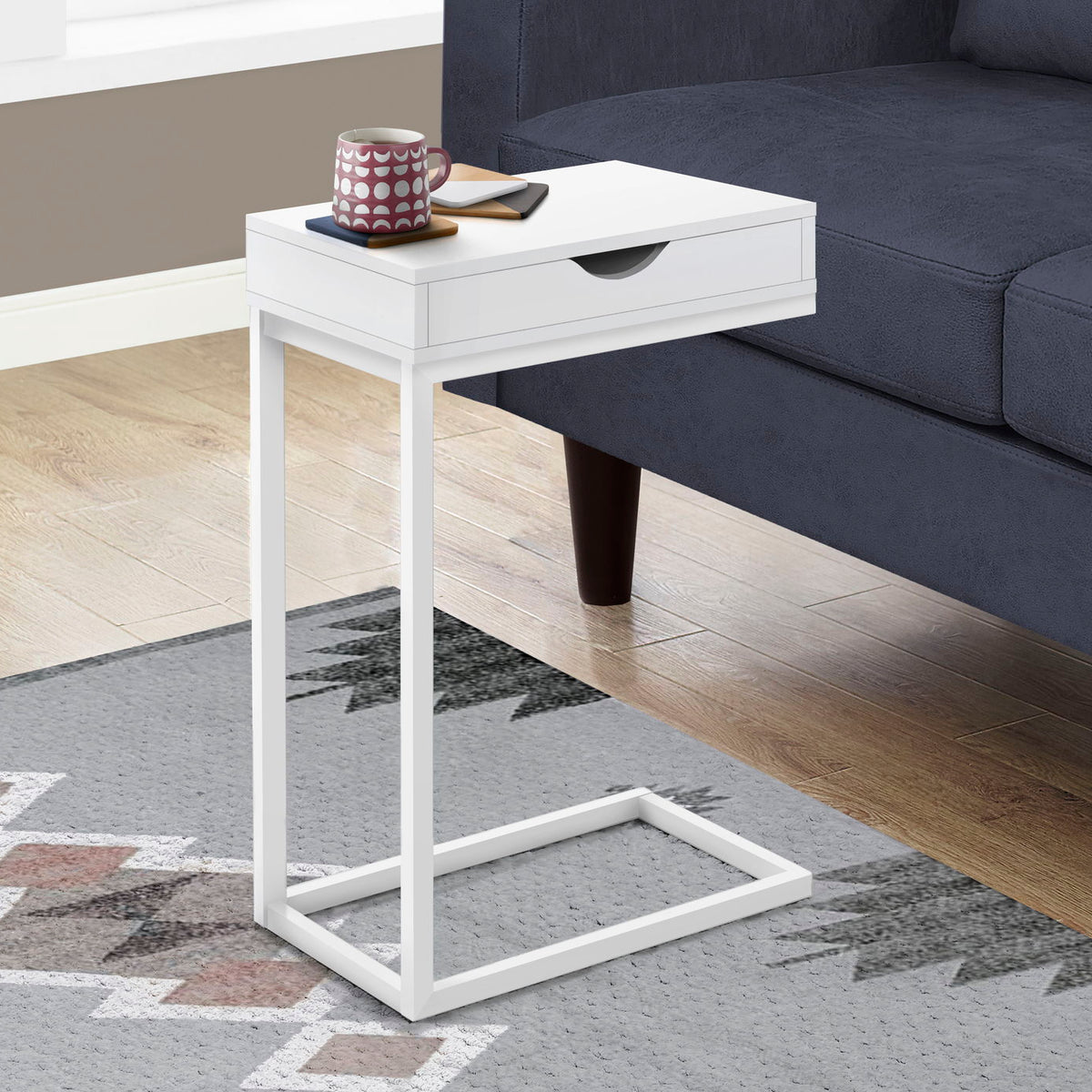 Accent Table, C - Shaped Contemporary Elegant Desig