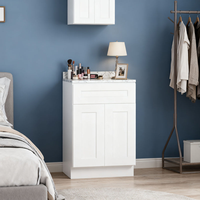 Shaker Base Cabinet With Soft-Close Drawer & Double Doors, Adjustable Shelf