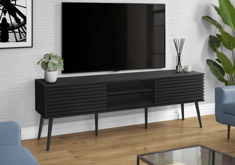 TV Stand, Media Entertainment Center, Storage Cabinet, Console, Storage Shelves, Bedroom, Living Room, Contemporary, Modern - Black