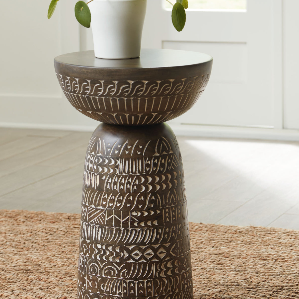 Hadcher - Accent Table - Cream / Brown