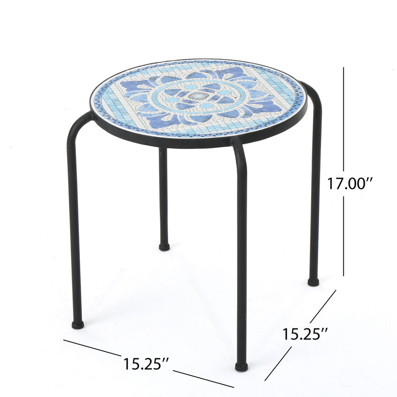 Skye - End Table - White / Blue