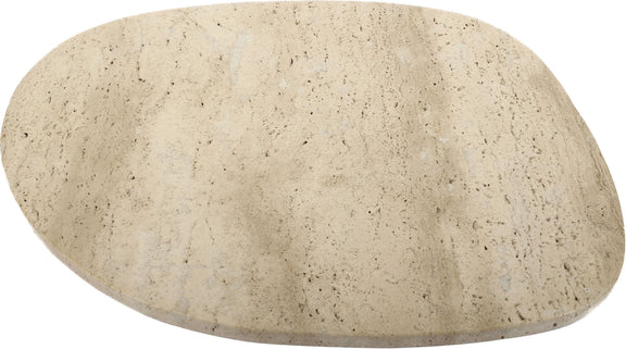 Livia beige marble decorative tray, close-up round top with speckled texture