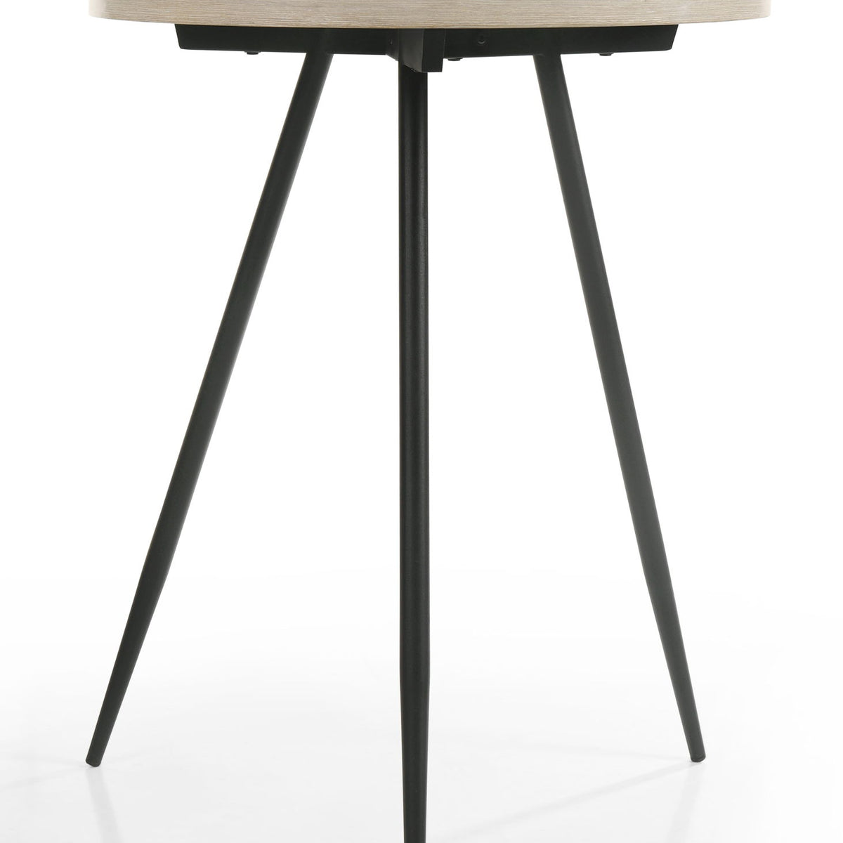 Neroli - Contemporary Round Side Table With Black Metal Base - Oak White