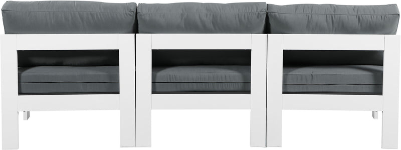 Nizuc - Outdoor Patio 3 Seat Armless Modular Sofa With White Frame