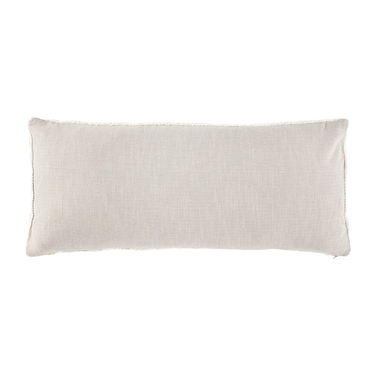 Natural rectangular throw pillow with smooth woven fabric and straight edges