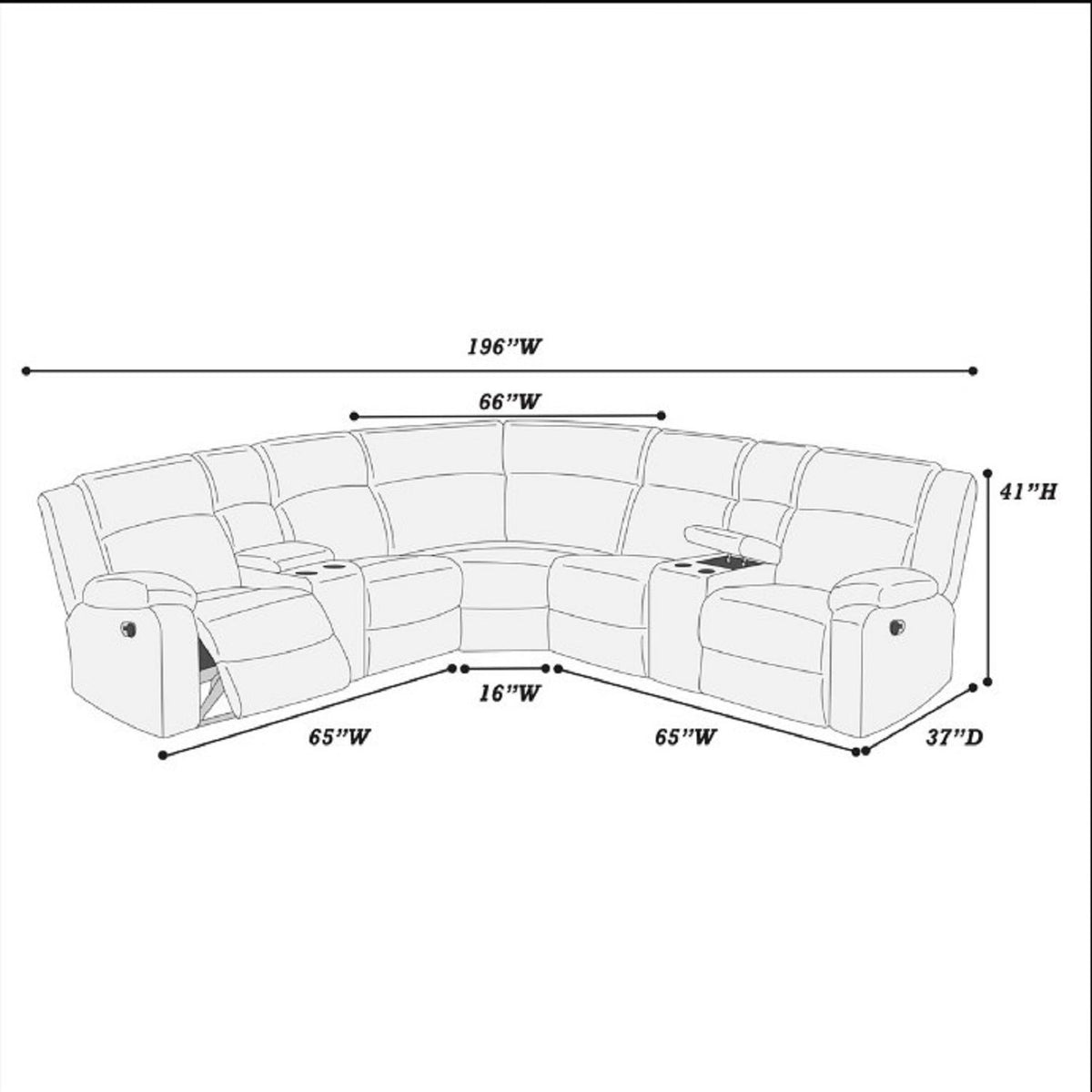 Power Motion Sectional LAF / RAF Loveseat With Console Cup Holders
