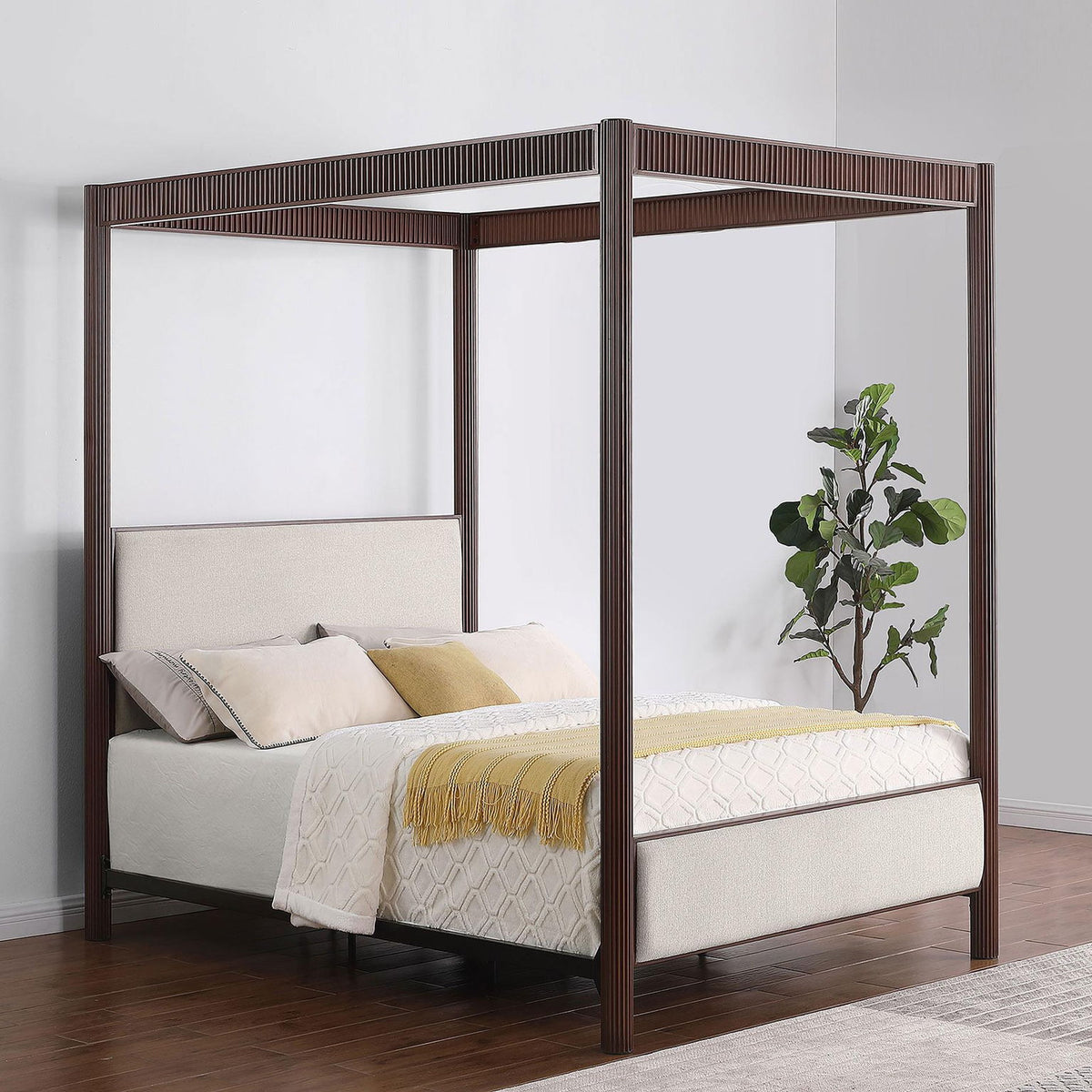 Zimmerlee 89-inch Metal Eastern King Canopy Bed Rust Brown