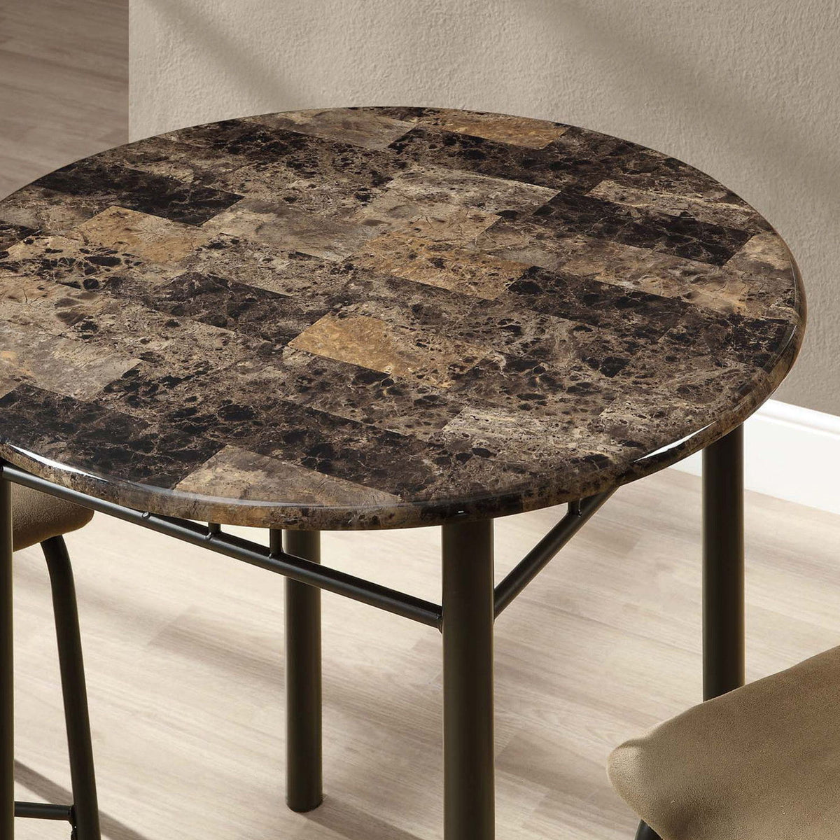 3 Pieces Dining Table Set, Small, Round, Contemporary & Modern