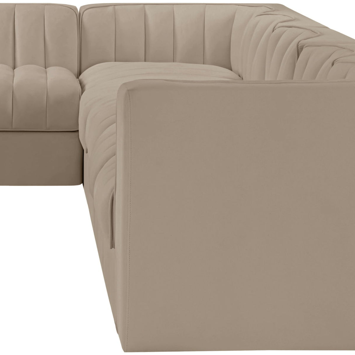 Rummi - Velvet Performance Fabric Upholstered 6 Piece Modular Sectional, L-Shaped (Right)