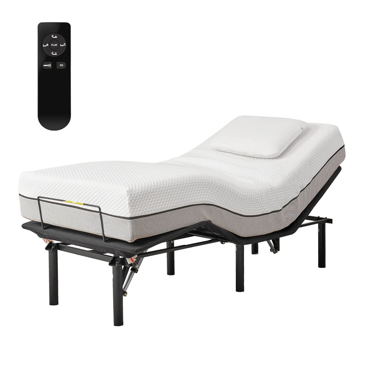 Adjustable Metal Bed Base With Head And Foot Incline, Anti Snore Feature, Wireless Control, Twin Long - Antique Black
