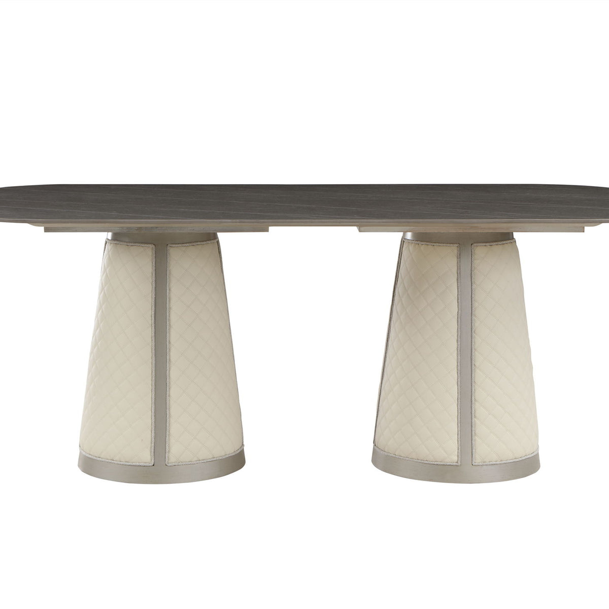 Kasa - Sintered Stone Top Dining Table - Stone Gray / Champagne