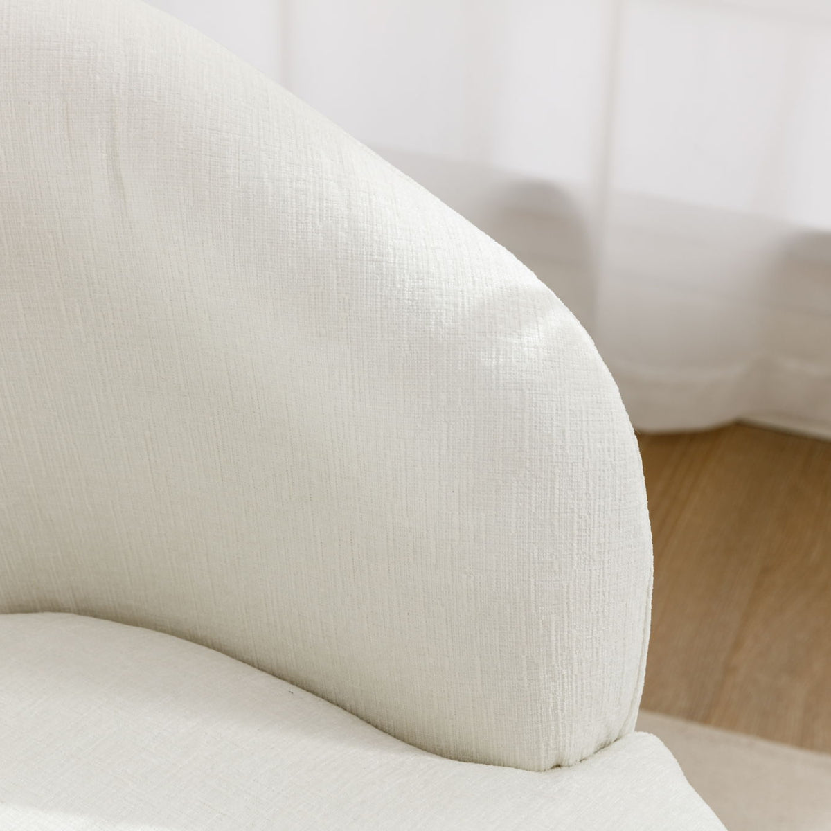 Chenille Fabric Swivel Accent Armchair Barrel Chair With Powder Coating Metal Ring