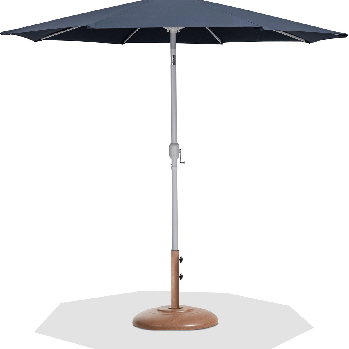 Fiji - Aluminum Patio Umbrella With Round Teak And White Base