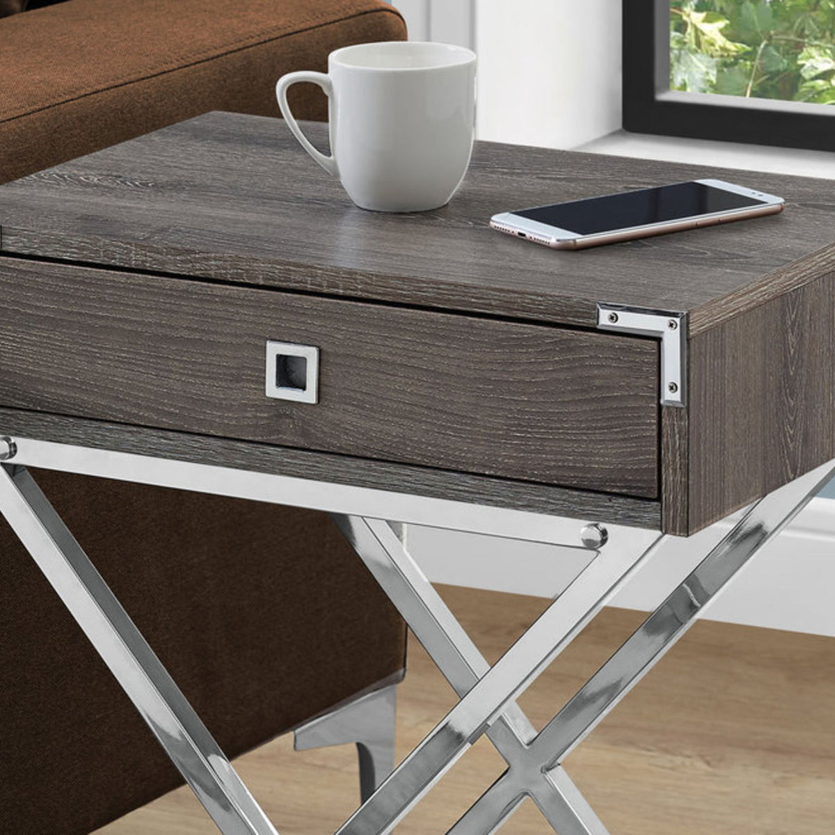 Accent Side Table, Storage Drawer, Stylish Design Contemporary & Modern