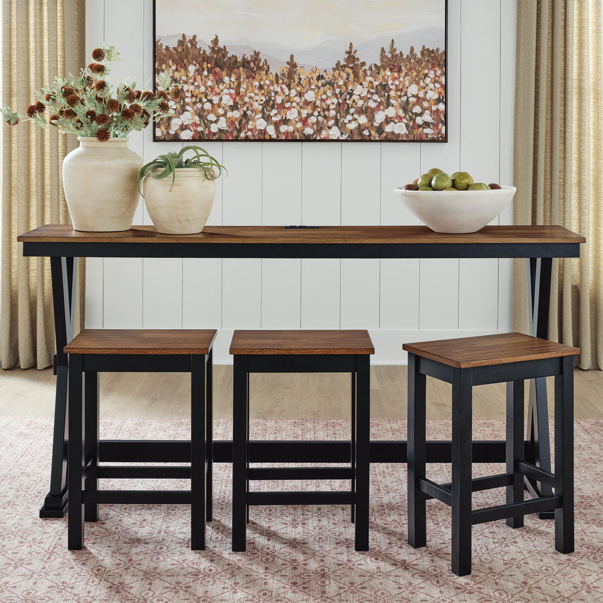 Wildenauer - Rectangular Dining Room Counter Table Set (Set of 4) - Brown / Black