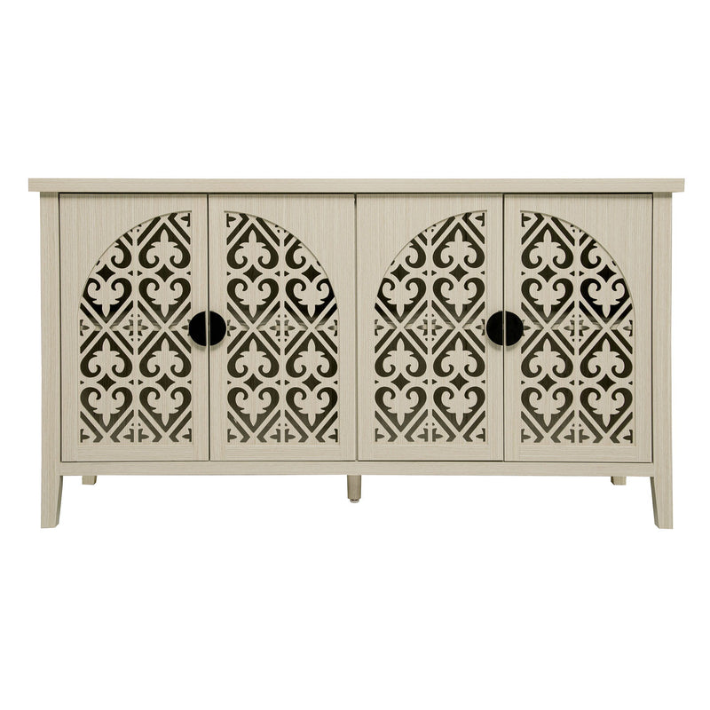 Hollowed Out Cabinet With 4 Doors, Suitable For Bedroom - Natural