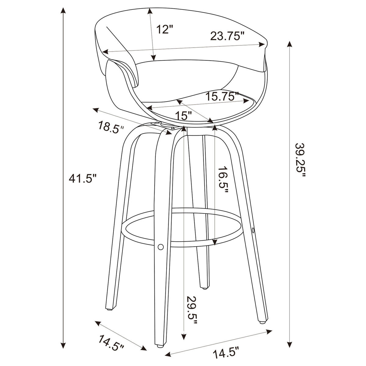 Swivel Bar Stool Elegant Design With Upholstery - Cream