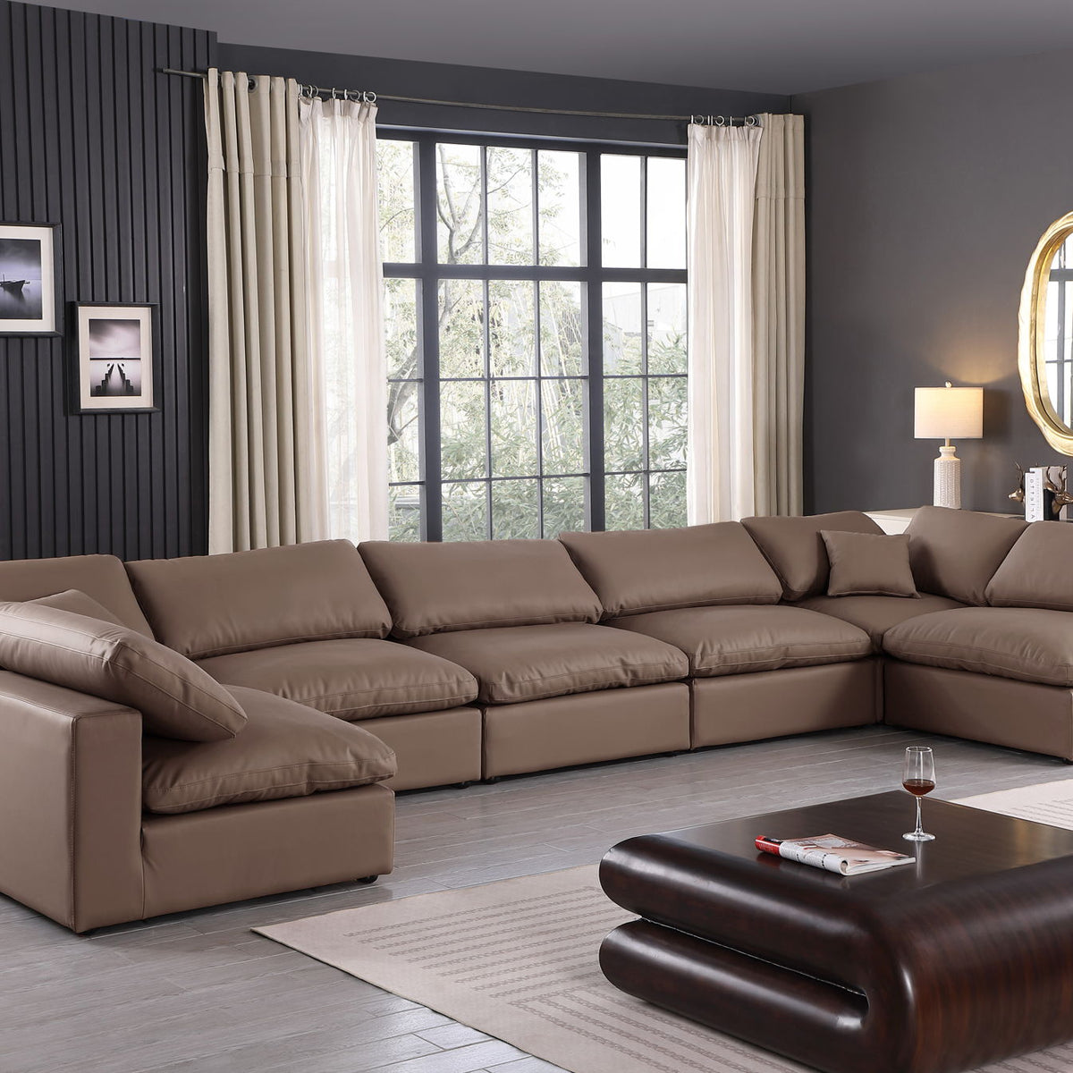 Comfy - 7 Piece Faux Leather Modular Armless Sectional