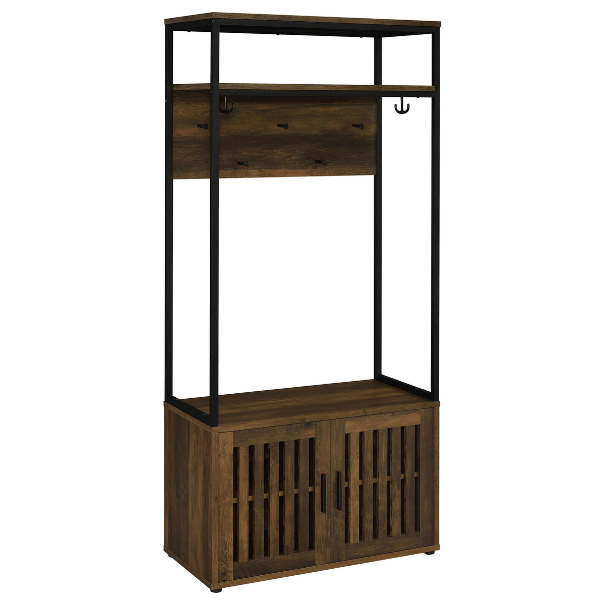 Flora - 2 Door Coat Rack Hall Tree Storage Bench And Multi Functional Storage - Natural