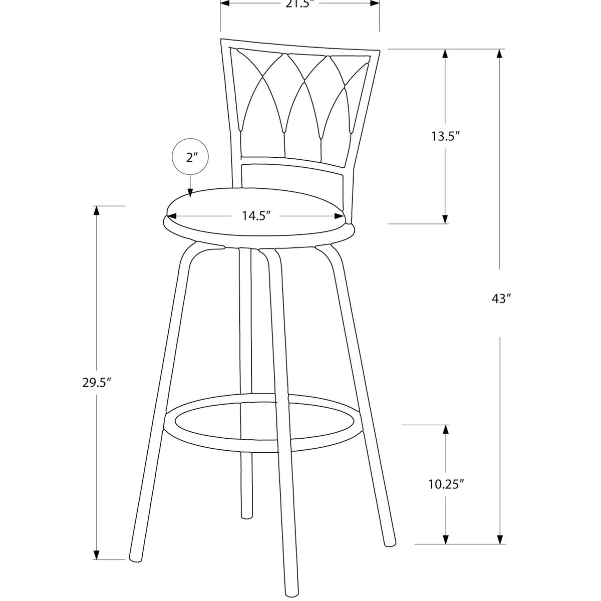 Swivel Bar Stool With Bar Height (Set of 2) - Espresso