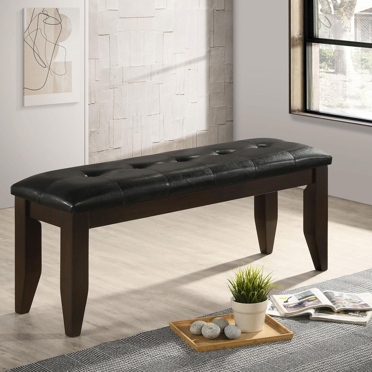 Dalila Leatherette Upholstered Wood Dining Bench Cappuccino