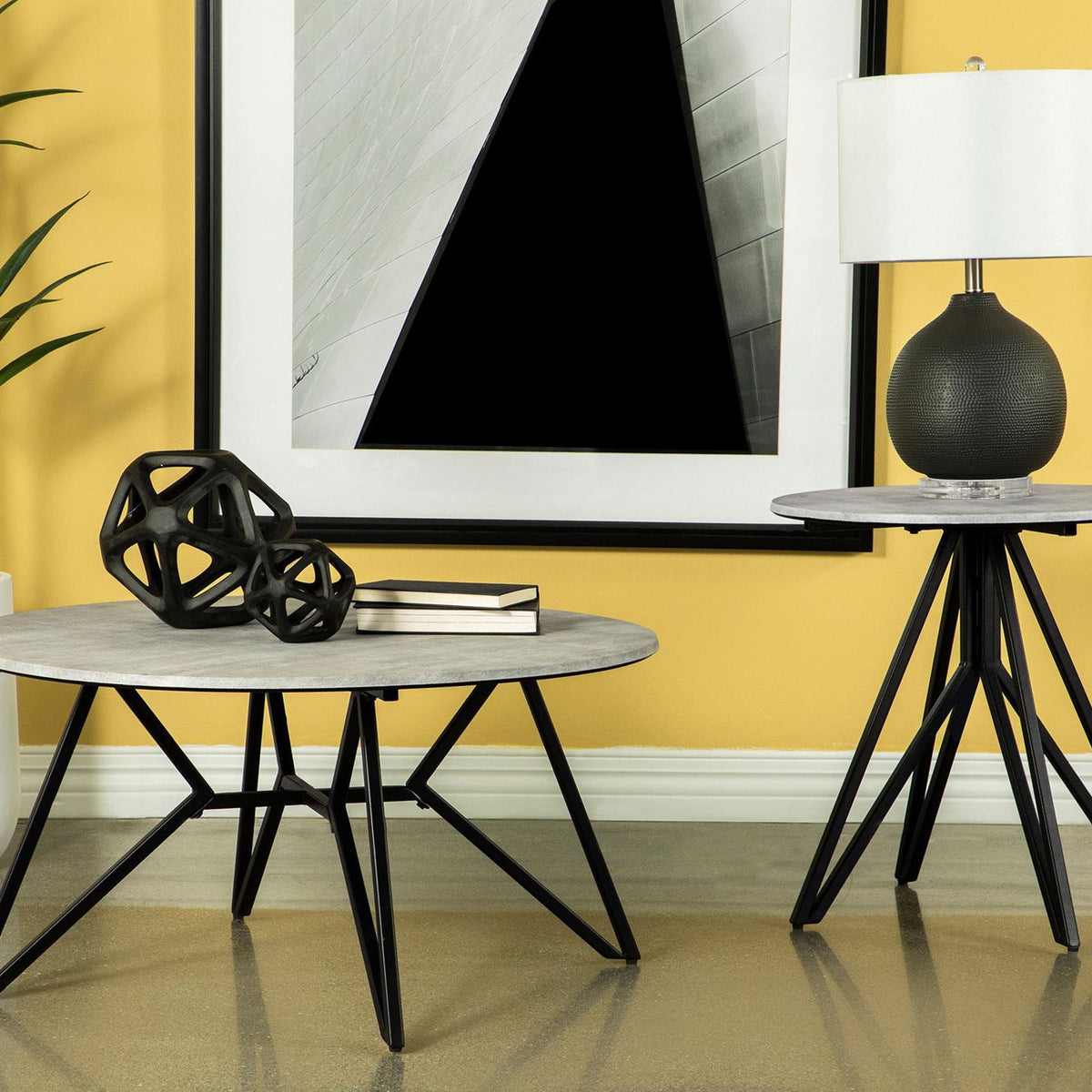 Hadi 2-piece Round SmartTop Coffee and End Table Set Cement