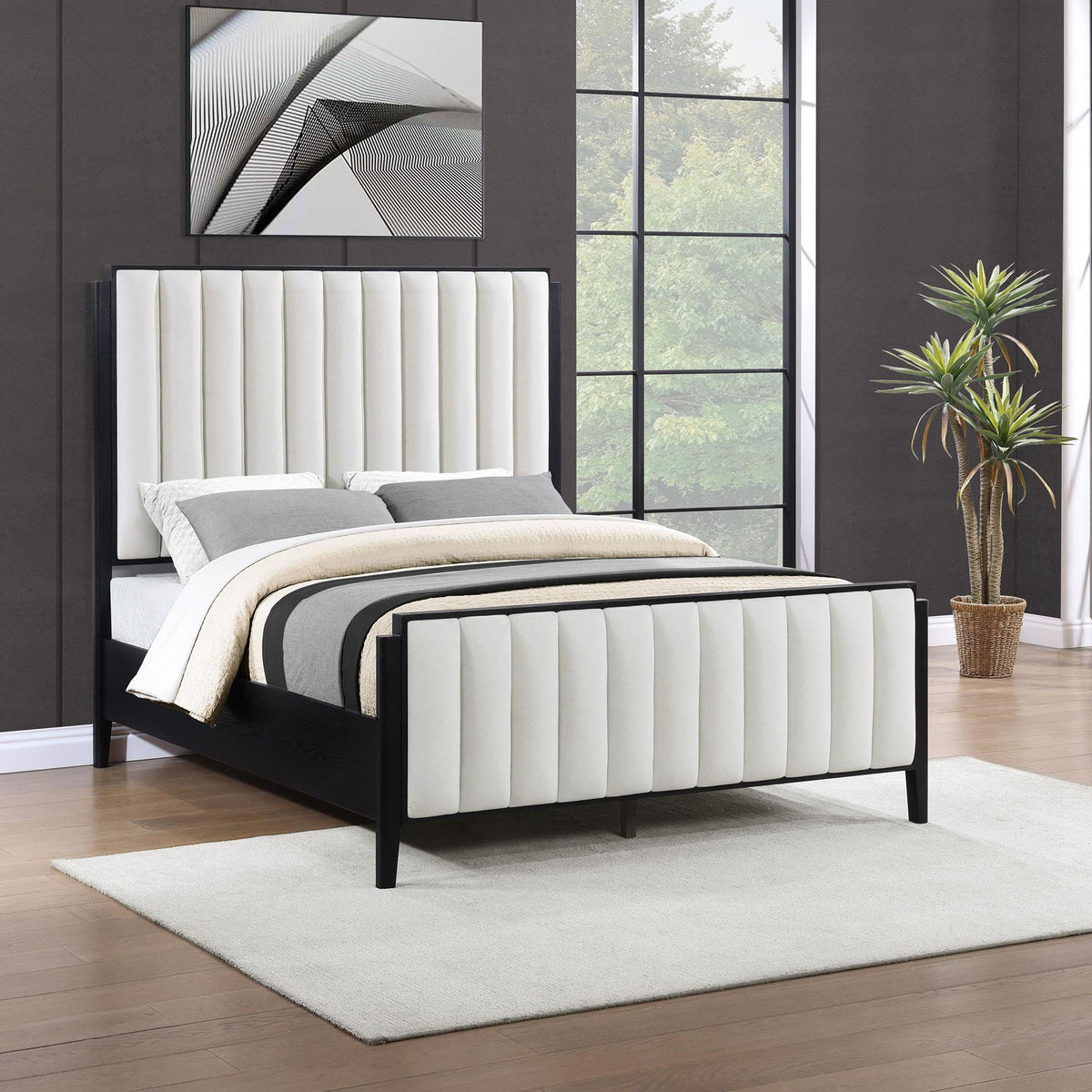 Brookmead 60-inch Upholstered Queen Bed Black