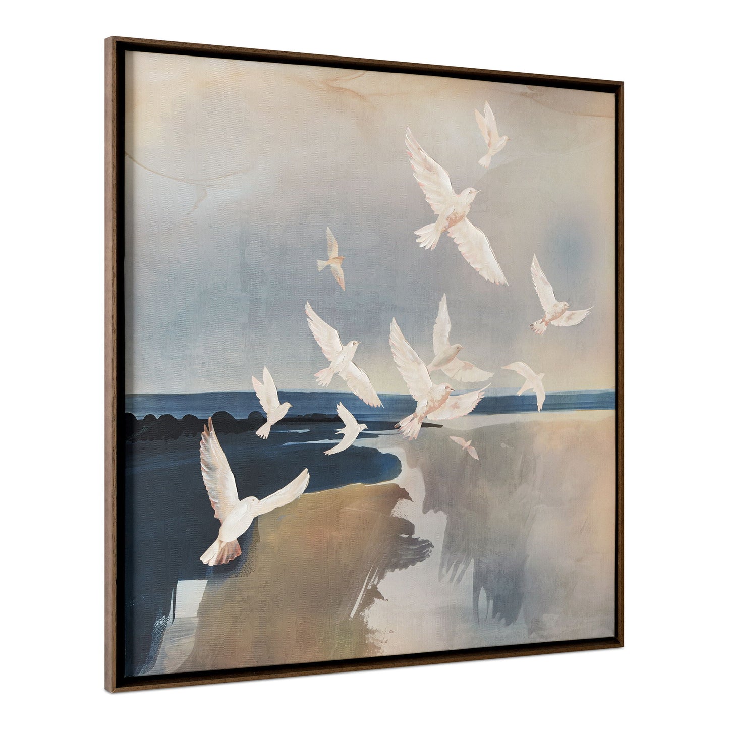 Flock - Framed Painting - Beige