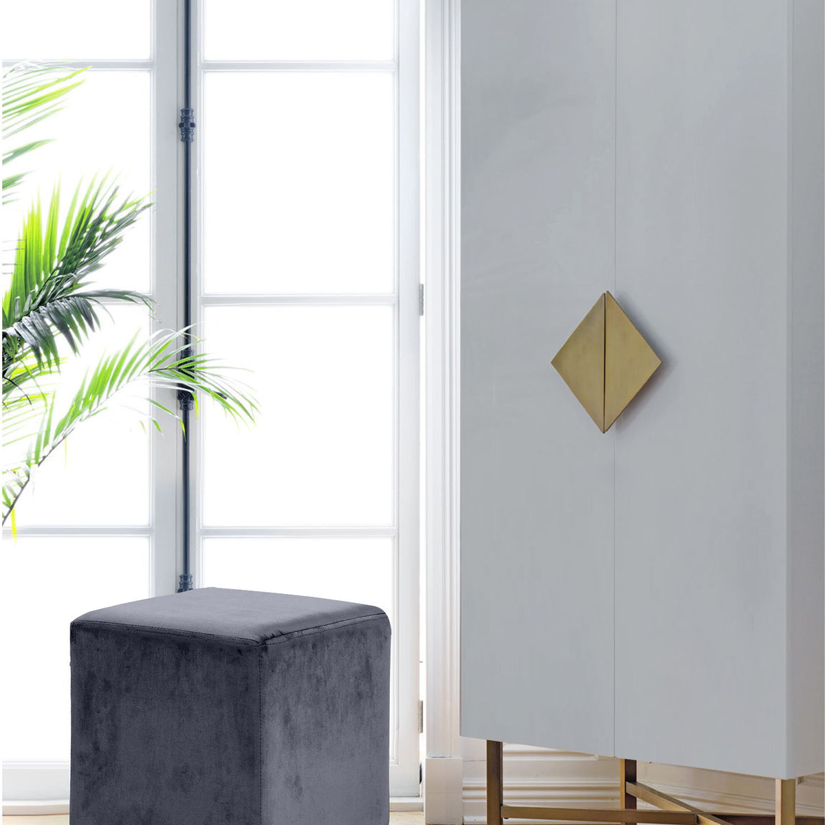 Jax - Stool Ottoman with Gold Base