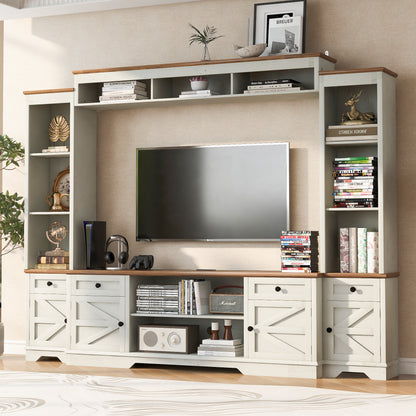 Entertainment Center Barn Doors Adjustable Shelves Walnut 98.8-inch