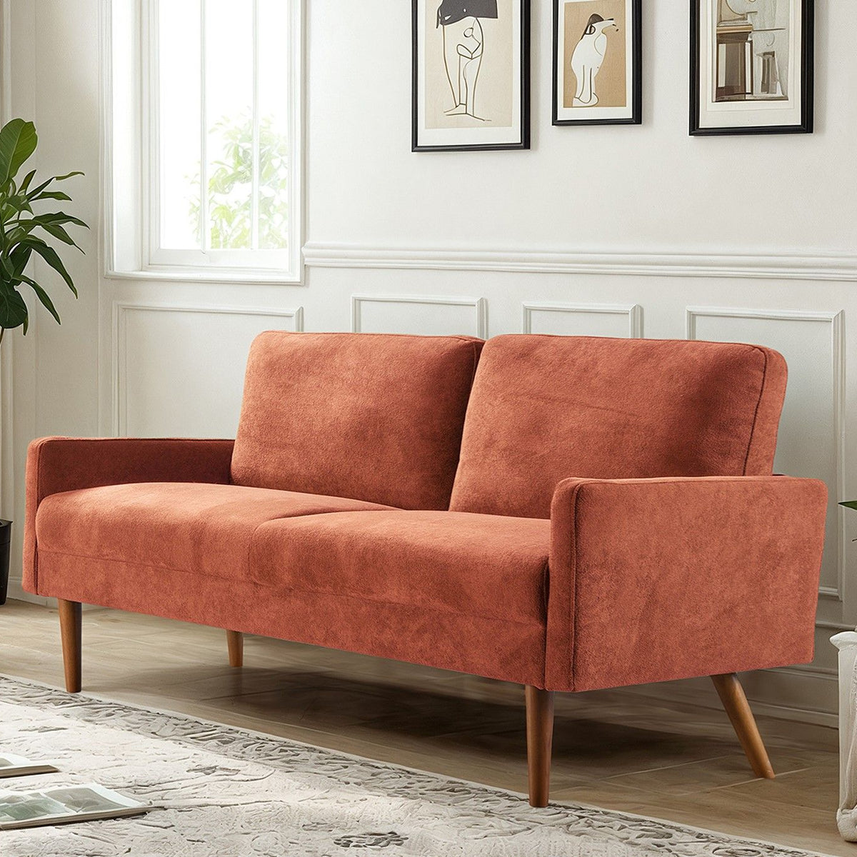 Sofa, European Style With Sleek Design, Modern & Vintage Flair, Upholstered 3 Seater Couch