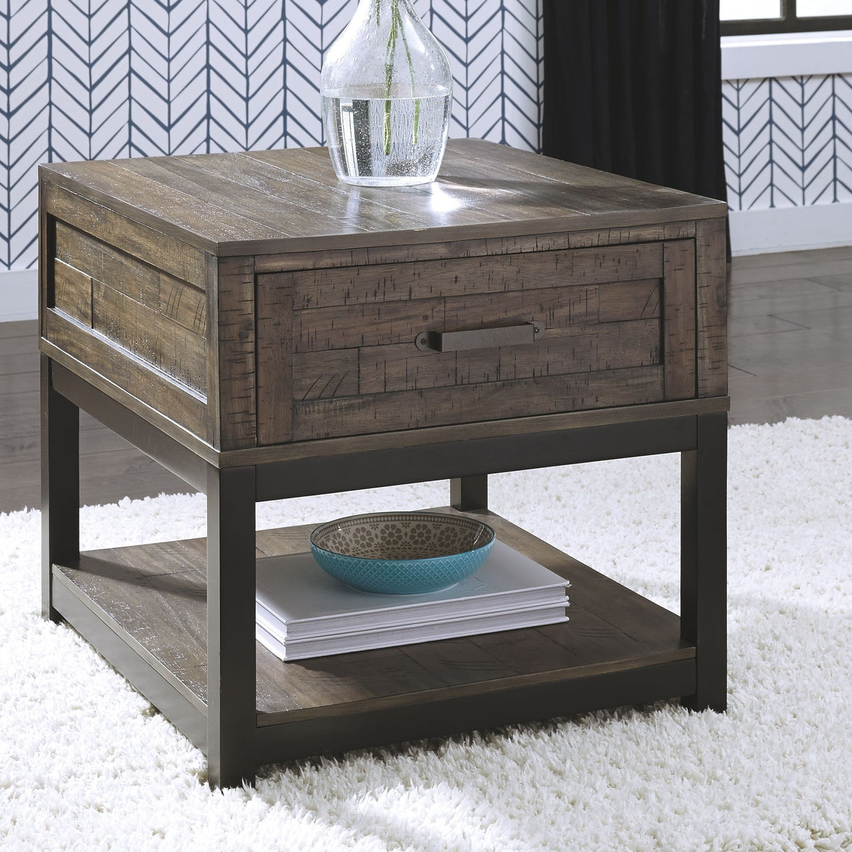 Johurst - Rectangular End Table - Grayish Brown